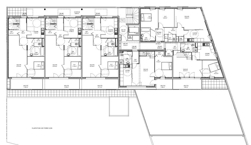 Plan R+4 duplex bas