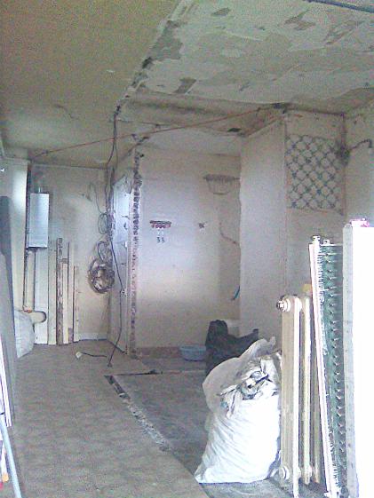 Vue de l'entrée depuis le salon - fin démolition