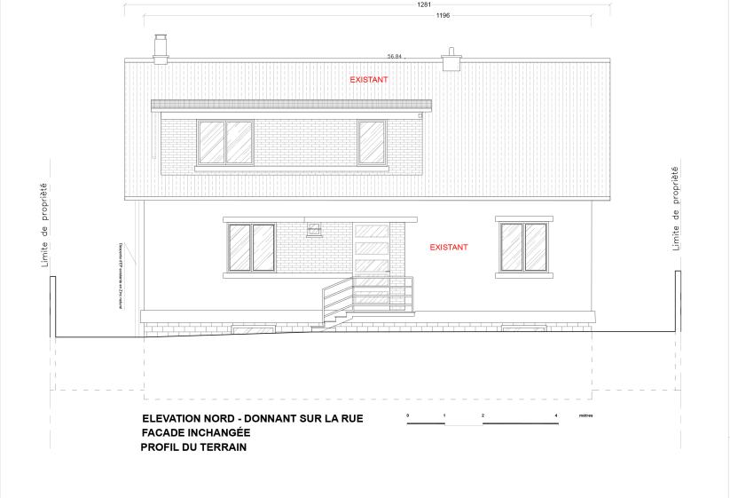 Elevation Nord donnant sur le sentier 