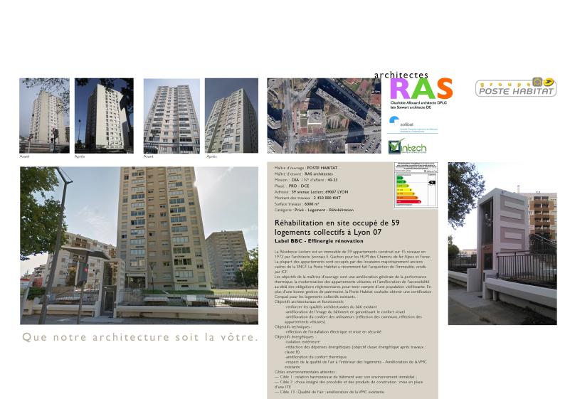 Réhabilitation en site occupé de 59 logements collectifs à Lyon 07  Label BBC - 