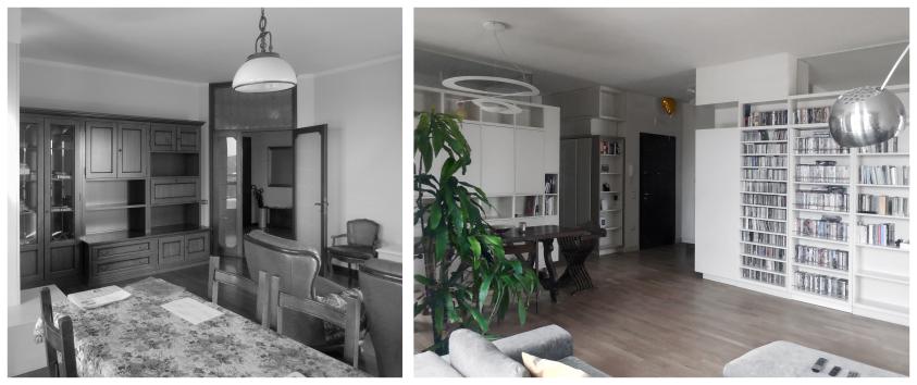 Appartement GSM - Salle de séjour - Avant/après intervention