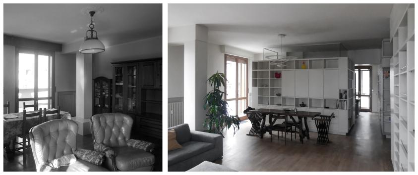 Appartement GSM - Salle de séjour - Avant/après intervention