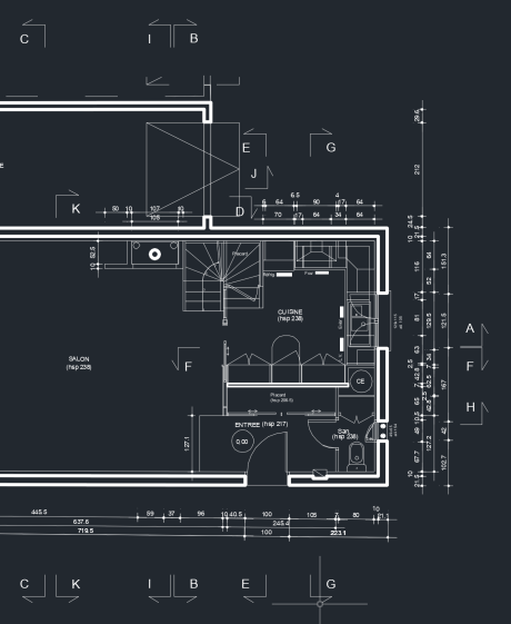 Détail sur plan  - réorganisation d'une entrée. Maison d'habitation.