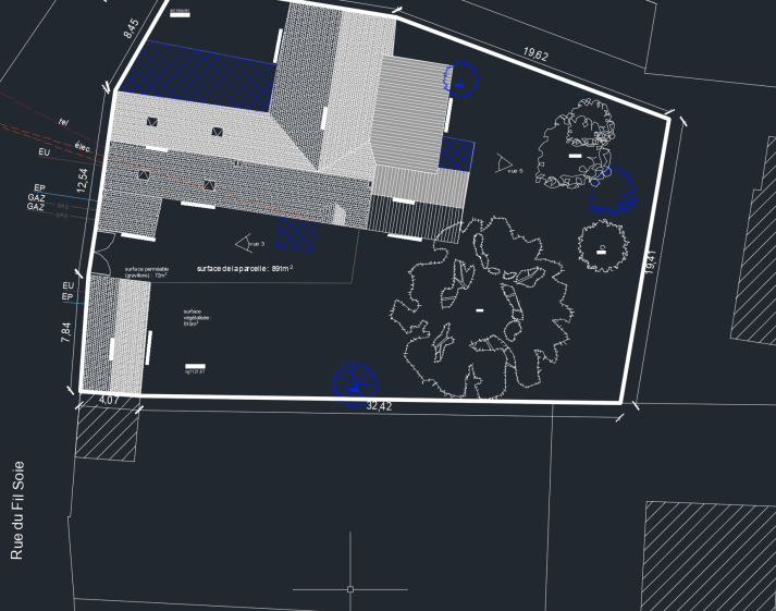 Etude plan de parcelle - Extension d'une maison d'habitation.