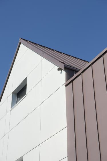 Détail Zinc Pigmento Rouge / Panneau Eternit 