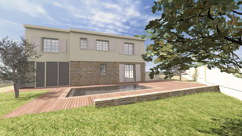 Villa V / Perspective depuis le jardin