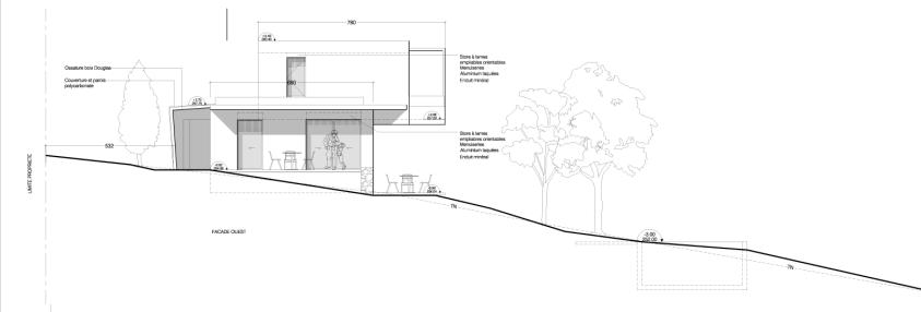 Une large ouverture vers la partie Ouest du terrain ,non constructible