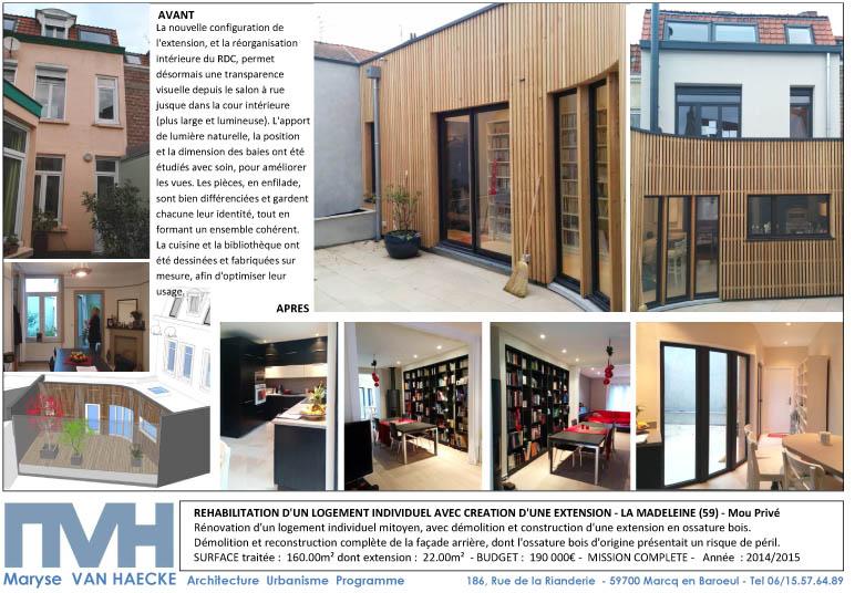 LA MADELEINE - Logement mitoyen - RENOVATION avec extension