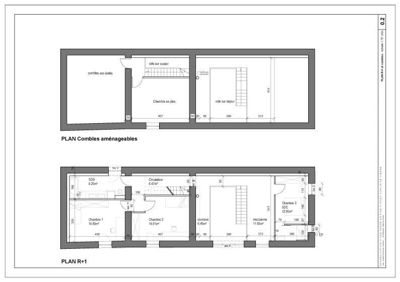 plan du R+1 et des combles aménageables