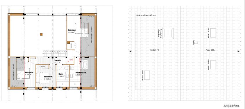 Plan de l'étage et de la toiture