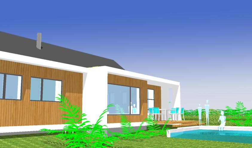 vue sur le jardin et la piscine