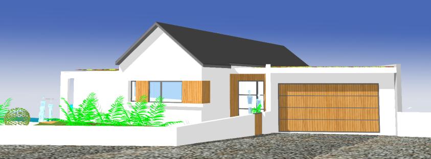 façade Est avec garage, entrée 