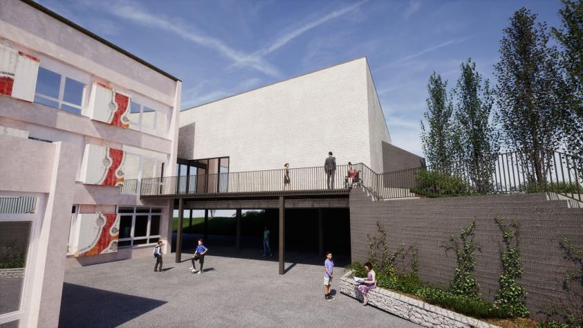 Perspective depuis la cour de l'école - sarl B.FEDELI Architecte