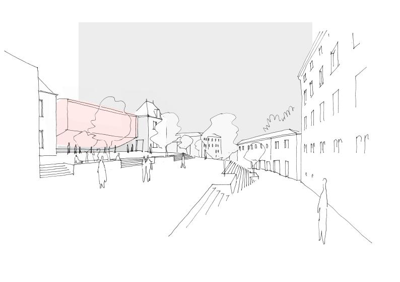 Evolution de la maison carrée avec création d'un grand auditorium.