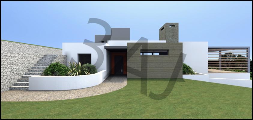 Villa M02 - Vue sur l'entrée - PROJET - Lascours 13360 ROQUEVAIRE