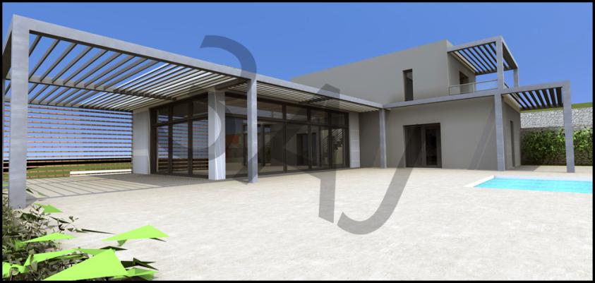 Villa M02 - Vue terrasse - PROJET - Lascours 13360 ROQUEVAIRE
