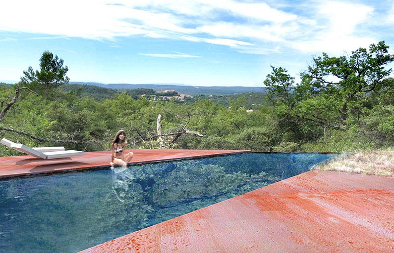 Perspective panorama piscine