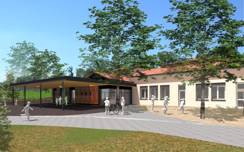 Vue de la cour de l'école élémentaire