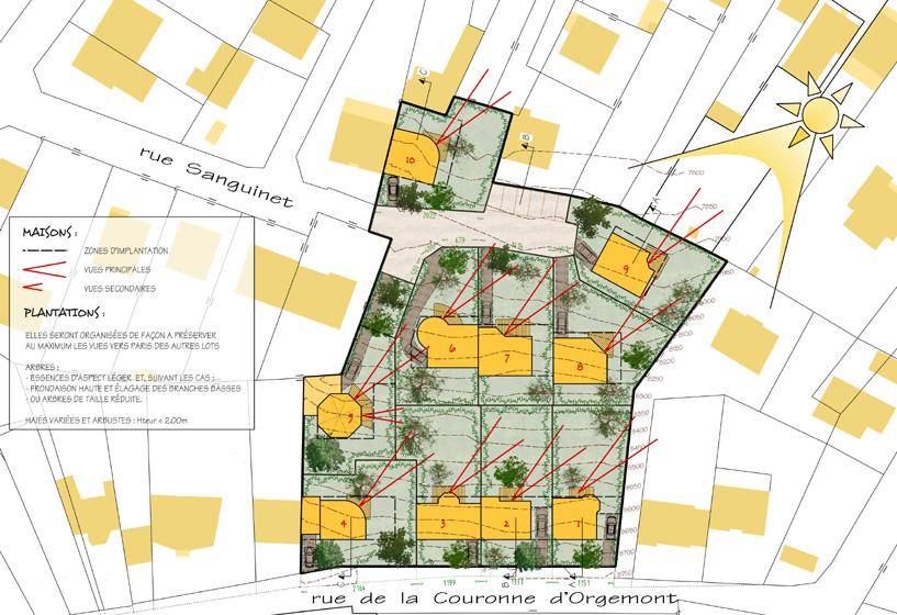 Lotissement de maisons bioclimatiques HQE - plan masse
