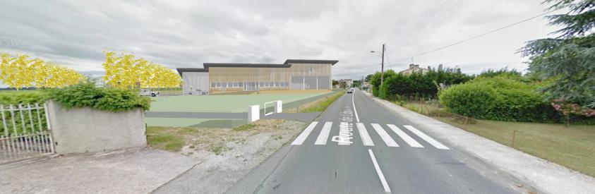 Photomontage de la façade vue en entrée de bourg.