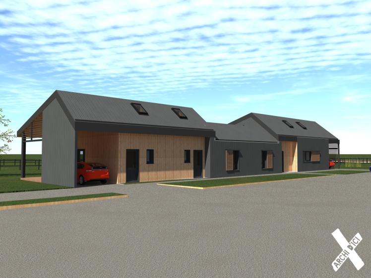 ARCHI D'ICI - Elevage équin avec habitation - Façade nord