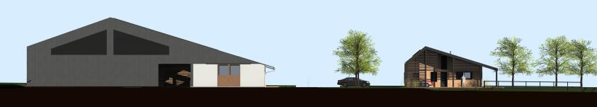 ARCHI D'ICI - Elevage équin avec habitation - Façade ouest