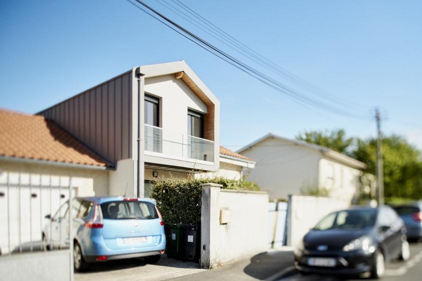 Surélévation-Extension Maison, Ossature bois, Bardage zinc BC 33, Pessac 33 - No
