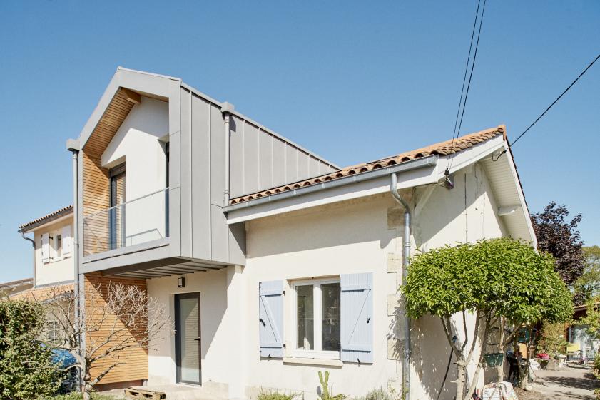 Surélévation-Extension Maison, Ossature bois, Bardage zinc BC 33, Pessac 33 - No