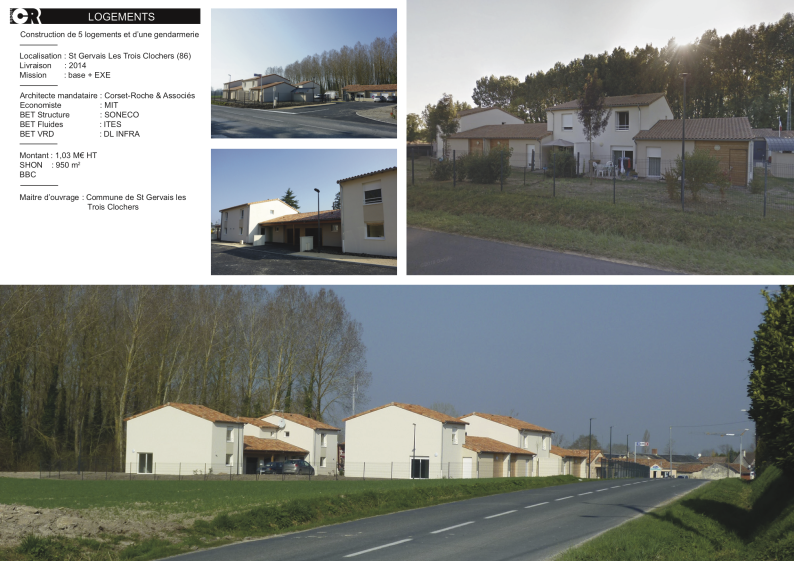 Gendarmerie et logements à Saint-Gervais-les-Trois-Clochers