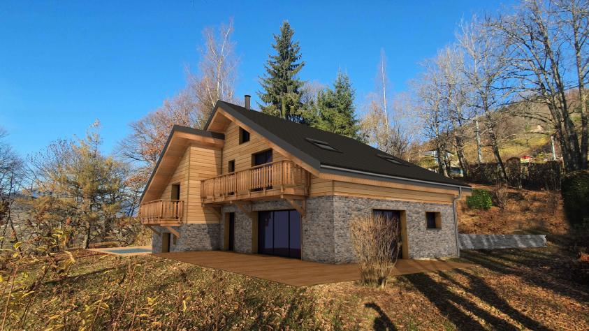 MAISON DE MONTAGNE OSSATURE BOIS / BÉTON