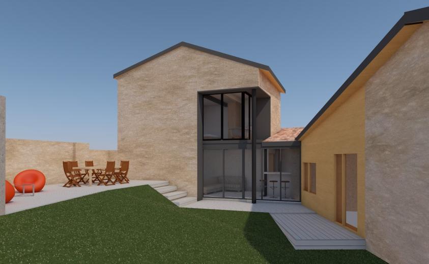 Image de la grange et du jardin après travaux