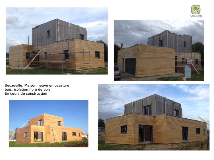 Maison neuve en ossature bois, toiture terrasse