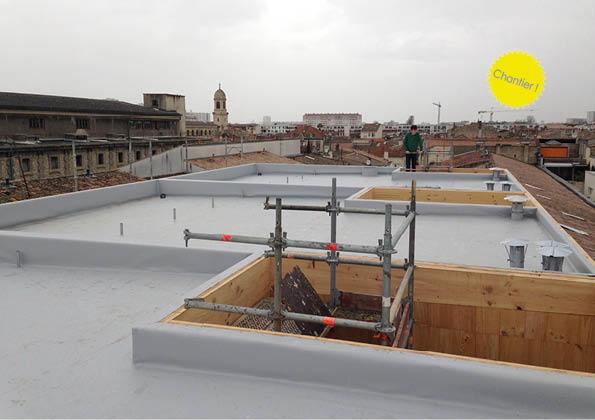 Le toit terrasse en construction