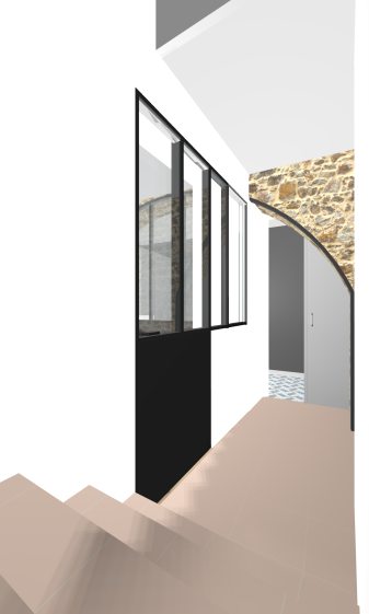 Vue depuis l'escalier vers Buanderie - étude
