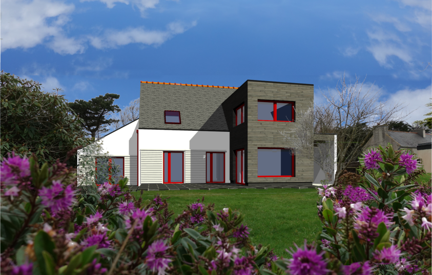 Isolation par l'extérieur + extension en ossature bois