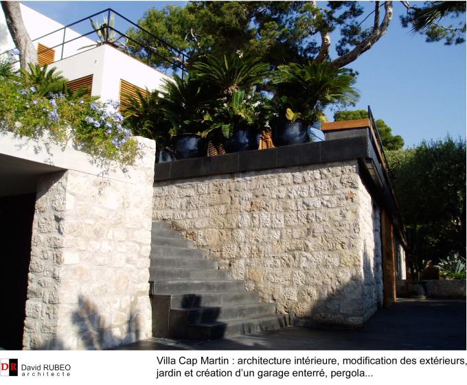 Rénovation Villa Cap Martin, architecture intérieure, jardin, création garage