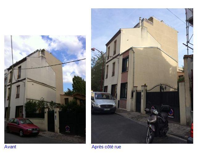 Extension  d'une maison de ville - vue sur la rue 