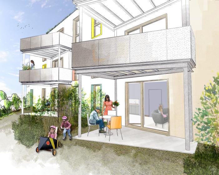 20 Logements collectifs // Terrasse Rez-de-chaussée
