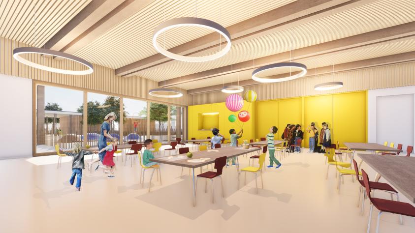 Groupe Scolaire Barigoude - Perspective du réfectoire