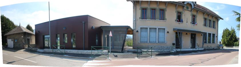 Vue d'ensemble Mairie, son Accessibilité et extension avec le parvis