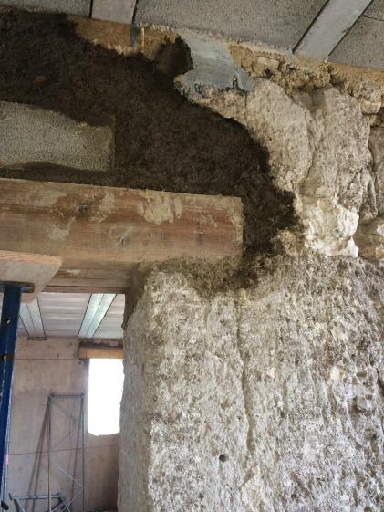 Sous-oeuvre avec consolidation en béton de terre - chantier