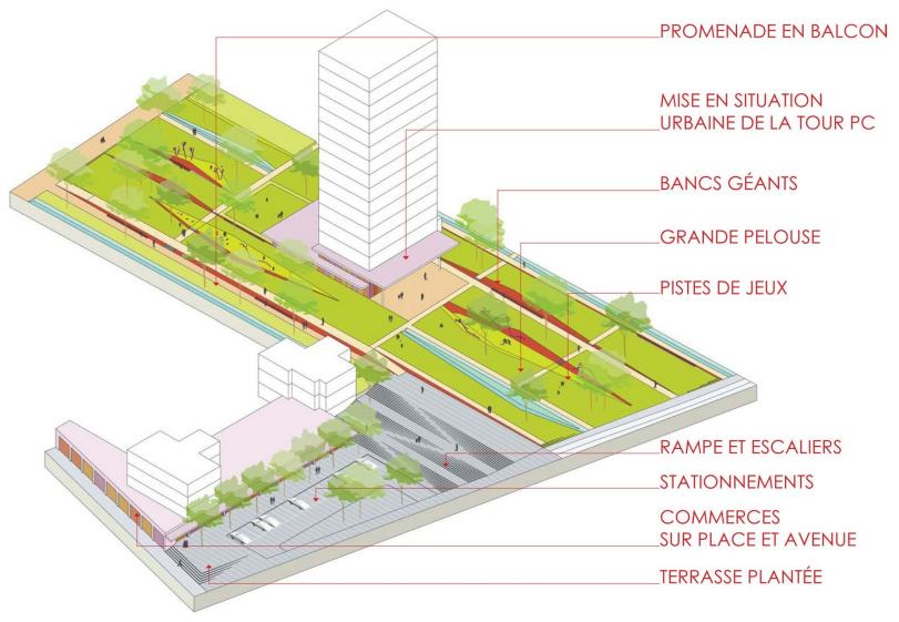  Les espaces publics / parc en balcon © Rethink/Atelier Marion Talagrand