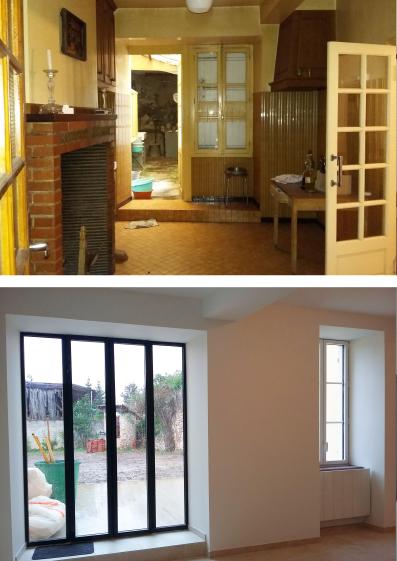 Rénovation complète du salon y compris moulures et stucs en plâtre.