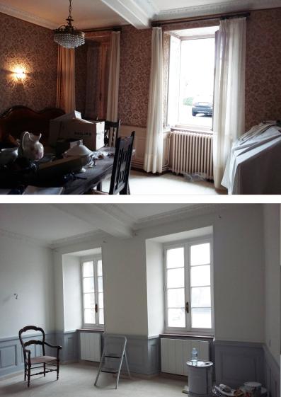 Rénovation complète du salon y compris moulures et stucs en plâtre.