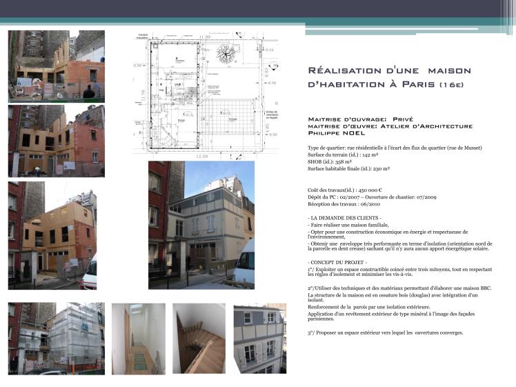 Réalisation d'une  maison d’habitation à Paris (16e)