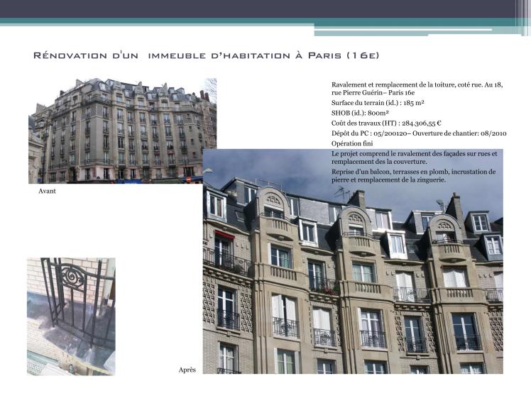 Rénovation d'un  immeuble d’habitation à Paris (16e)