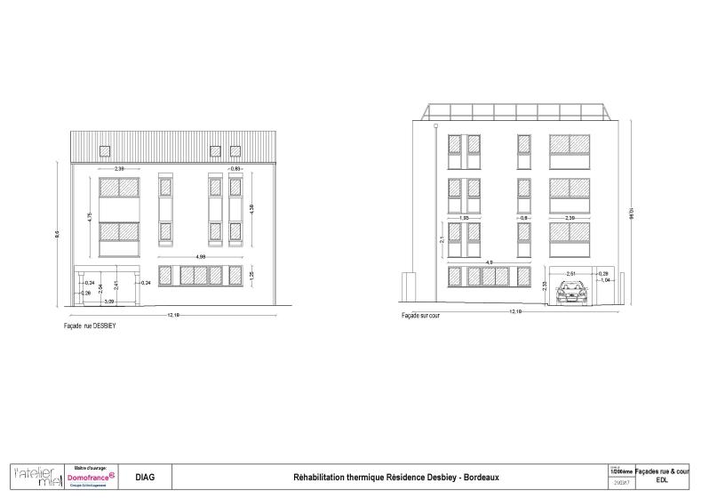 Façade sur rue & cour Existant