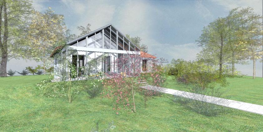 Le pignon en verre ajoute un nouveau sens à cette architecture des années 80.