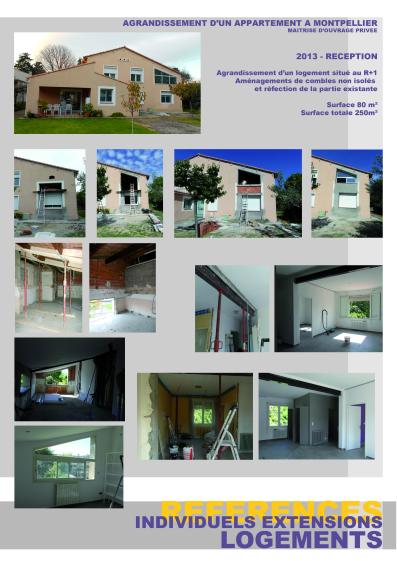 Agrandissement et rénovation d'un appartement. Aménagement de combles.