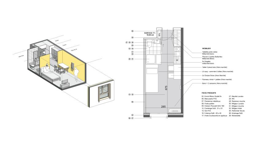 Plan et Axo d'un logement type